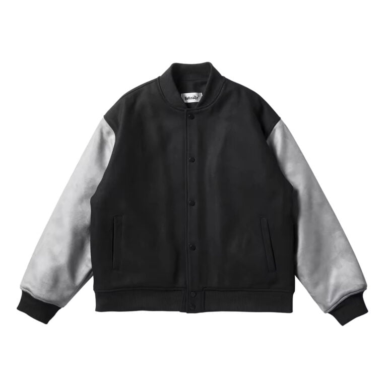 Men's Custom Varsity Bomber Jacket with Leather Sleeves