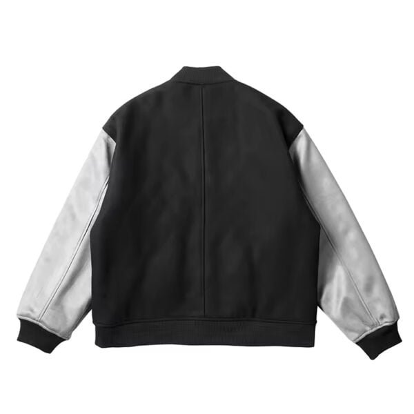 Men's Custom Varsity Bomber Jacket with Leather Sleeves