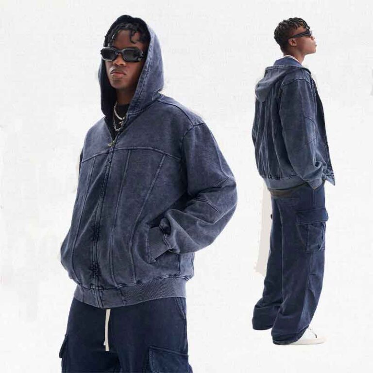 Premium Heavyweight Retro Washed Custom Zip-Up Hoodie