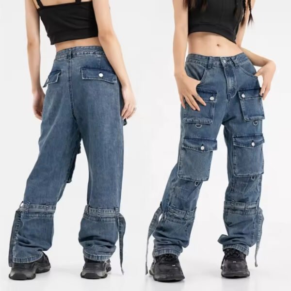 Urban Multi-Pocket Oversized Streetwear Denim Pants