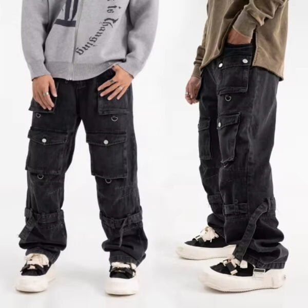 Urban Multi-Pocket Oversized Streetwear Denim Pants