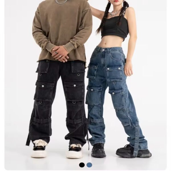 Urban Multi-Pocket Oversized Streetwear Denim Pants