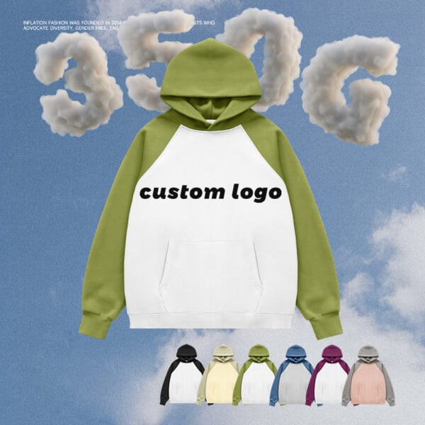 Oversized Raglan Sleeve Cotton Fleece Hoodie 350 GSM