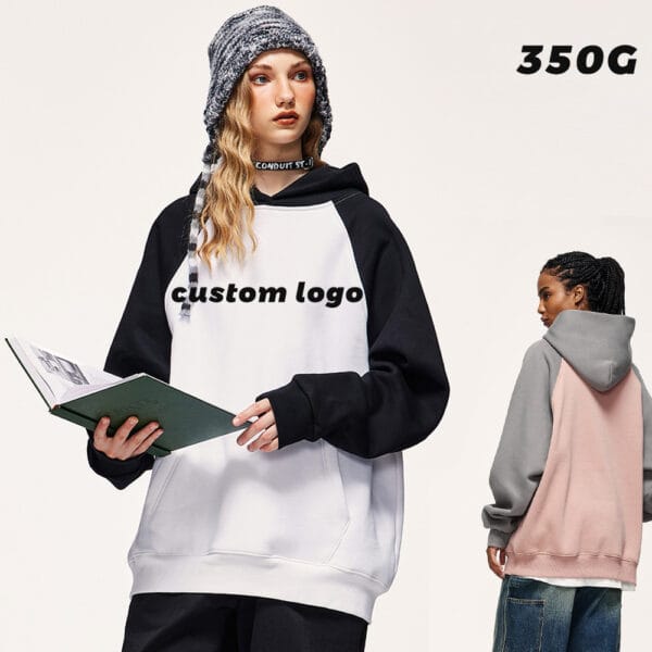 Oversized Raglan Sleeve Cotton Fleece Hoodie 350 GSM